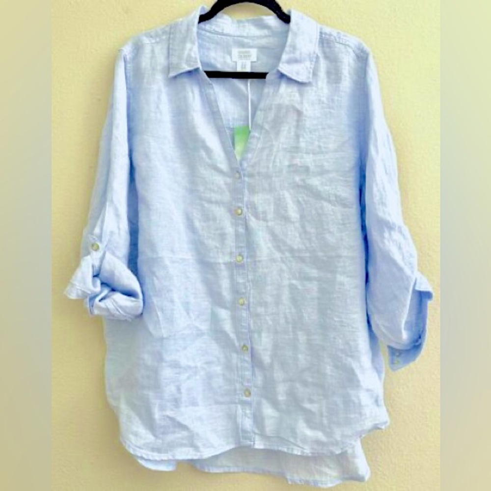 woven shirt that iz lightweight and thin. The fabric is 100% linen